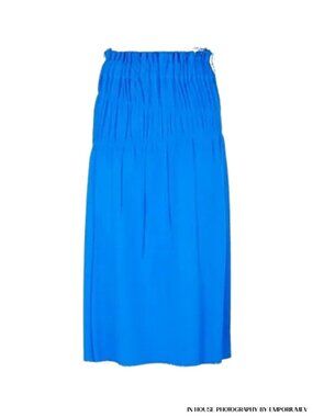 NWT Helmut Lang Nubby Viscose Ruched Icy Blue Women Size 2 Loose Fit Gypsy Skirt